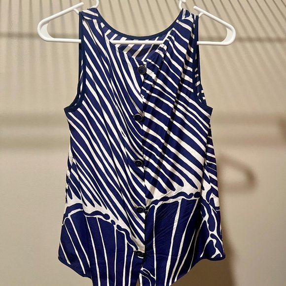 Lily Pulitzer Navy Silk Striped Iona Shell Top - NWOT - Size XS - Picture 2 of 3
